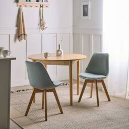 Wyld and Coco Mint Green Dining Chairs Set of 2 - Padded Upholstery Beechwood Legs