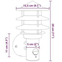 Berkfield Home Outdoor Wall Light with Sensor Silver Stainless Steel - thumbnail 7