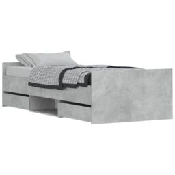 Berkfield Home Bed Frame with Headboard & Footboard Concrete Grey 100x200 cm - thumbnail 2