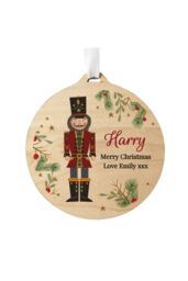 Personalised Memento Company Personalised Christmas Nutcracker Wooden Bauble in Brown