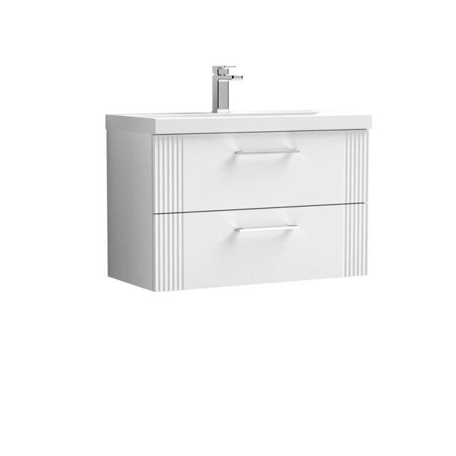 Balterley Wall Hung 2 Drawers Vanity Unit - Thin-Edge Basin 800mm, Satin White - image 1