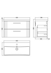 Balterley Wall Hung 2 Drawers Vanity Unit - Thin-Edge Basin 800mm, Satin White - thumbnail 8