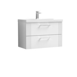 Balterley Wall Hung 2 Drawers Vanity Unit - Thin-Edge Basin 800mm, Satin White - thumbnail 1