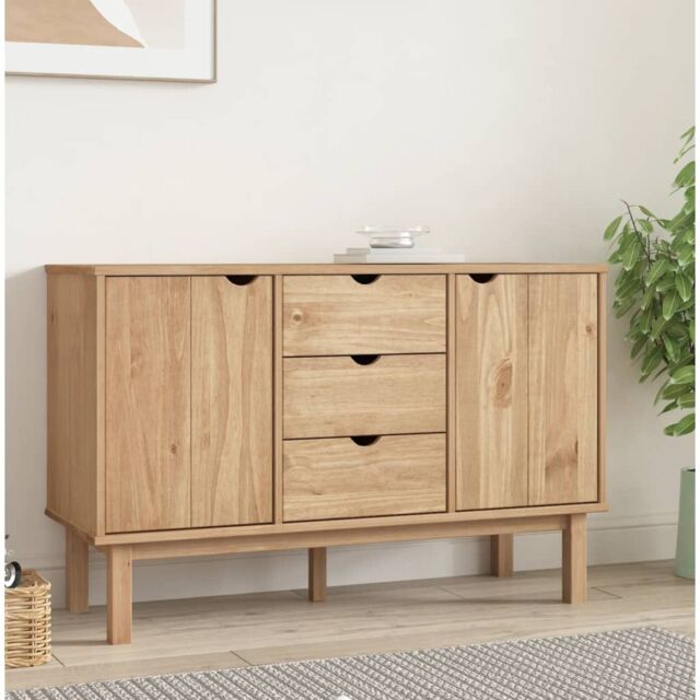 Berkfield Home Sideboard OTTA 113.5x43x73 cm Solid Wood Pine in Brown - image 1