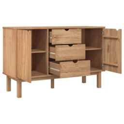 Berkfield Home Sideboard OTTA 113.5x43x73 cm Solid Wood Pine in Brown - thumbnail 4