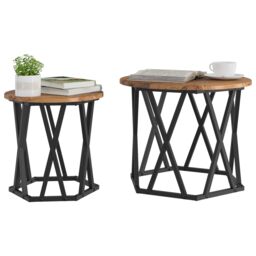 Berkfield Home Nesting Side Tables (Set of 2) - Rustic Wood Look, Made of Engineered Wood in Brown - thumbnail 3