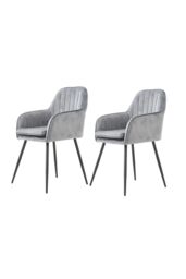 Living and Home Set of 2 Upholstered Dining Chairs in Grey - thumbnail 1
