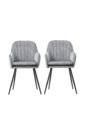 Living and Home Set of 2 Upholstered Dining Chairs in Grey - thumbnail 2