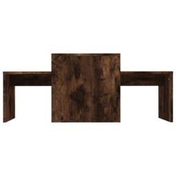 Berkfield Home Coffee Table Set Smoked Oak 100x48x40 cm Engineered Wood in Brown - Size: 100 x 48 x 40 cm - thumbnail 4