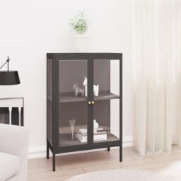 Berkfield Home Sideboard Anthracite 75x35x105 cm Steel & Glass in Black - Size: 75 x 35 x 105 cm