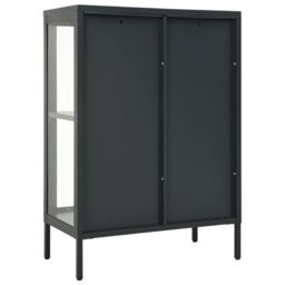 Berkfield Home Sideboard Anthracite 75x35x105 cm Steel & Glass in Black - Size: 75 x 35 x 105 cm - thumbnail 5