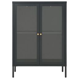 Berkfield Home Sideboard Anthracite 75x35x105 cm Steel & Glass in Black - Size: 75 x 35 x 105 cm - thumbnail 3