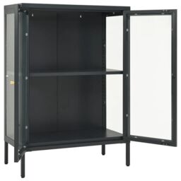 Berkfield Home Sideboard Anthracite 75x35x105 cm Steel & Glass in Black - Size: 75 x 35 x 105 cm - thumbnail 6