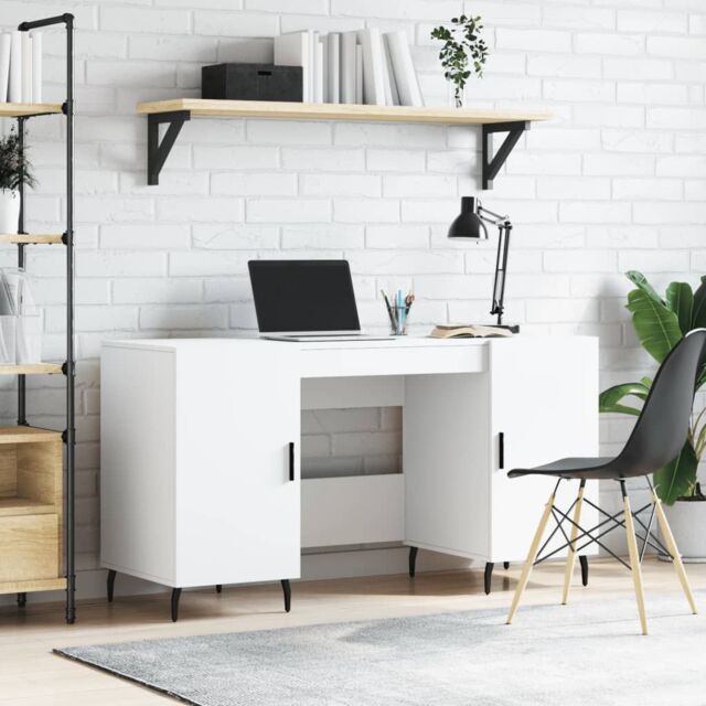 Berkfield Home Desk White 140x50x75 cm Engineered Wood - Size: 140 x 50 x 75 cm - image 1
