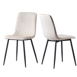MCC Direct Set of 4 Velvet Fabric Upholstered Dining Chairs Lexi in Beige - thumbnail 2