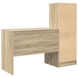Berkfield Home Desk with Storage Sonoma Oak Engineered Wood in Brown - thumbnail 8