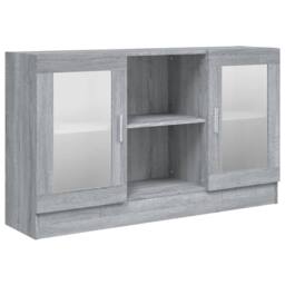 Berkfield Home Vitrine Cabinet Grey Sonoma 120x30.5x70 cm Engineered Wood - thumbnail 3