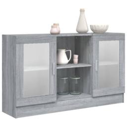 Berkfield Home Vitrine Cabinet Grey Sonoma 120x30.5x70 cm Engineered Wood - thumbnail 6