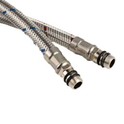 "Nes Home 1000mm Pair of G 1/2""BSP Kitchen or Basin Mixer Hose Pipe Tail M10 in Metallic Silver" - thumbnail 2