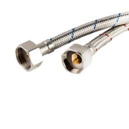 "Nes Home 1000mm Pair of G 1/2""BSP Kitchen or Basin Mixer Hose Pipe Tail M10 in Metallic Silver" - thumbnail 3