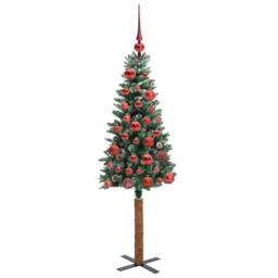 Berkfield Home Elegant Slim Christmas Tree with 150 LEDs Green & White 150 cm - thumbnail 4