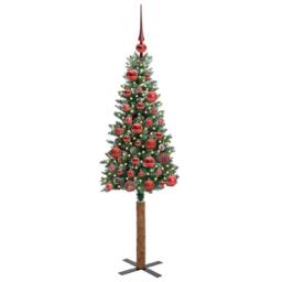Berkfield Home Elegant Slim Christmas Tree with 150 LEDs Green & White 150 cm - thumbnail 1