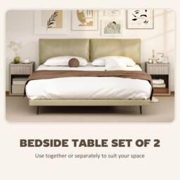 HOMCOM Modern Nightstand with Drawer & Open Shelf, Set of 2, Oak in Grey - thumbnail 5