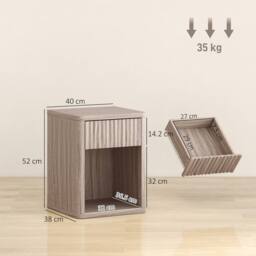 HOMCOM Modern Nightstand with Drawer & Open Shelf, Set of 2, Oak in Grey - thumbnail 3
