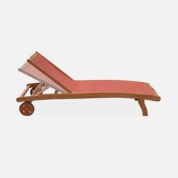 sweeek Pair Of Wooden & Textilene Sun Loungers in Terracotta - thumbnail 3