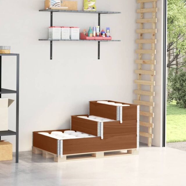 Berkfield Home 3-Tier Raised Bed Brown 120x80 cm Solid Wood Pine - image 1