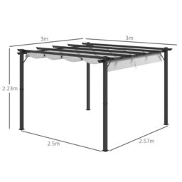 OUTSUNNY 3x3(m) Pergola Gazebo Sun Shade Shelter Aluminium Garden Canopy in Light Grey - thumbnail 3
