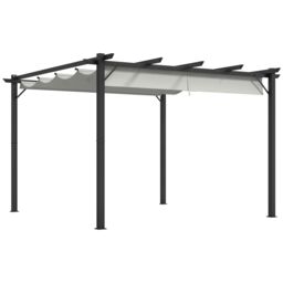 OUTSUNNY 3x3(m) Pergola Gazebo Sun Shade Shelter Aluminium Garden Canopy in Light Grey - thumbnail 2