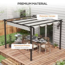 OUTSUNNY 3x3(m) Pergola Gazebo Sun Shade Shelter Aluminium Garden Canopy in Light Grey - thumbnail 5