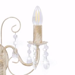 Berkfield Home Wall Lamp with Beads Antique White 2 x E14 Bulbs - thumbnail 5