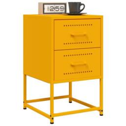 Berkfield Home Bedside Cabinet Mustard Yellow 36x39x60.5 cm Steel - thumbnail 4