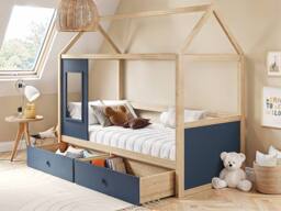 Flair Ted Play House Wooden Bed with Storage in Blue - Size: Single - thumbnail 3