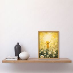 Artery8 Wall Art Print Sunshine Happiness & Flowers Everywhere Simple Kids Bedroom Nursery Artwork Framed A4 in Light Oak - thumbnail 2