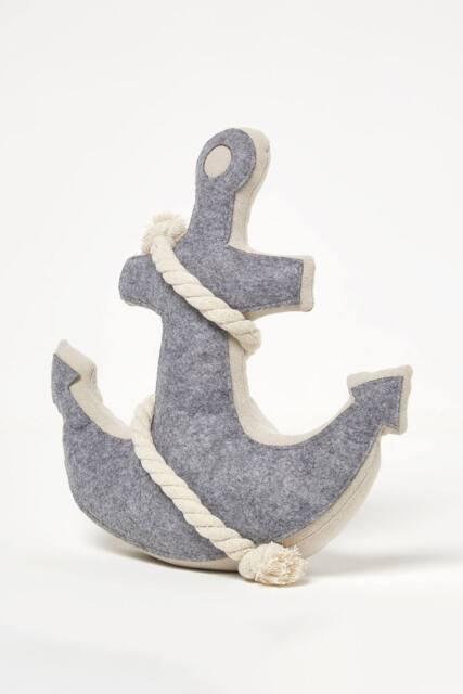 Homescapes Weighted Anchor Fabric Doorstop in Grey - image 1