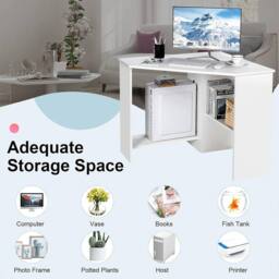 FORGEVIO Corner Computer Desk Home Office Work Study PC Laptop in White - thumbnail 3