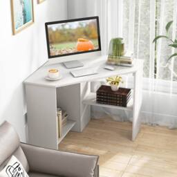 FORGEVIO Corner Computer Desk Home Office Work Study PC Laptop in White - thumbnail 6