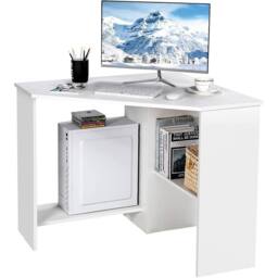 FORGEVIO Corner Computer Desk Home Office Work Study PC Laptop in White - thumbnail 4