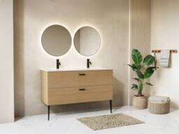 Vente-unique Fluted Vanity Unit On Legs - 2 Drawers - Light Natural - 418Cm in Light Oak - thumbnail 2