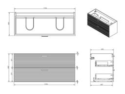 Vente-unique Fluted Vanity Unit On Legs - 2 Drawers - Light Natural - 418Cm in Light Oak - thumbnail 6
