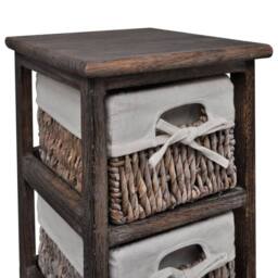 Berkfield Home Stunning Wooden Storage Rack 4 Weaving Baskets Brown - thumbnail 5