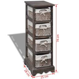 Berkfield Home Stunning Wooden Storage Rack 4 Weaving Baskets Brown - thumbnail 7