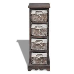 Berkfield Home Stunning Wooden Storage Rack 4 Weaving Baskets Brown - thumbnail 3