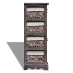Berkfield Home Stunning Wooden Storage Rack 4 Weaving Baskets Brown - thumbnail 4