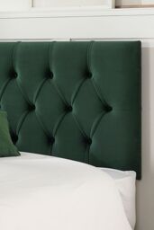 Aspire Olivier Divan, Plush Fabric, Strutted Headboard, 2 Drawers in Emerald - Size: Single - thumbnail 3