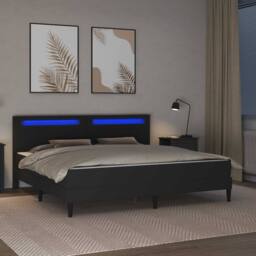 Berkfield Home Bed Frame with LED Strip Lights Black 180 x 200 cm Faux Leather - thumbnail 4