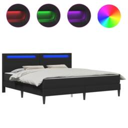 Berkfield Home Bed Frame with LED Strip Lights Black 180 x 200 cm Faux Leather - thumbnail 2